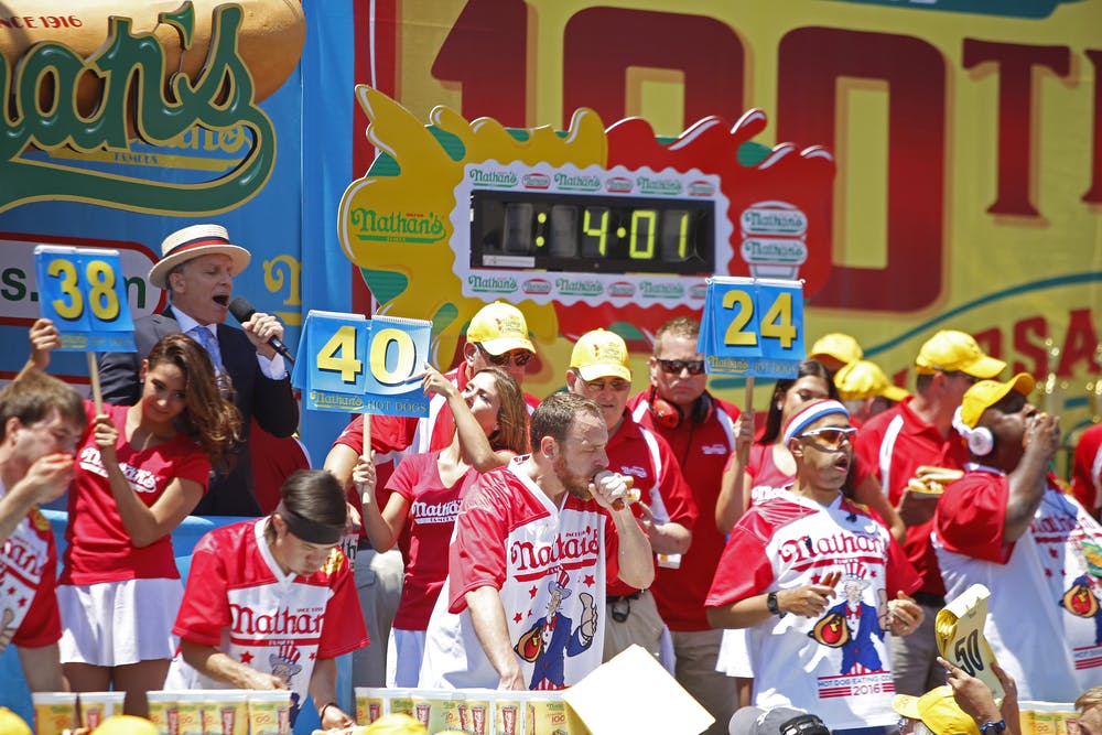 Competitors at Nathan's Famous Hot Dog-Eating Contest 