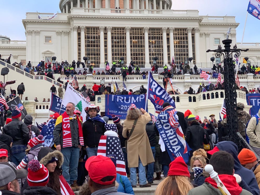 Pro-Trump protesters outside the US Capitol on January 6, 2021