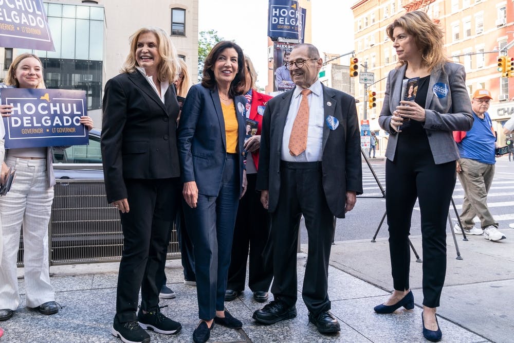 Carolyn Maloney and Jerry Nadler with New York Governor Kathy Hochul