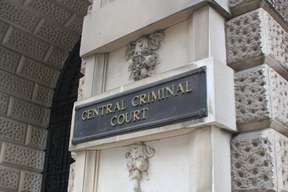 Sign outside of the Old Bailey reading Central Criminal Court