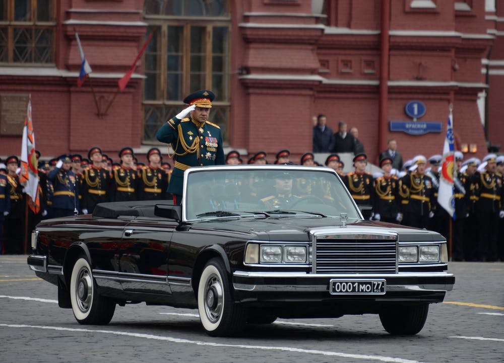 Russian Defense Minister Sergey Shoigu at parade in Red Square