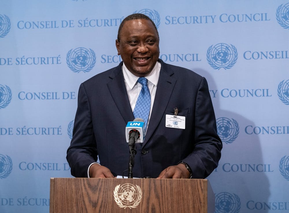 Uhuru Kenyatta addressing media the UN in New York