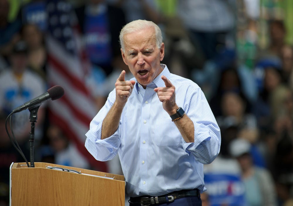 Joe Biden speaking at a rally
