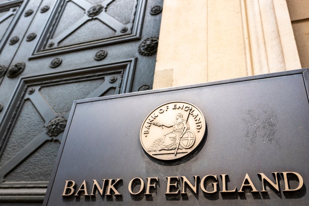 Bank of England sign outside the bank