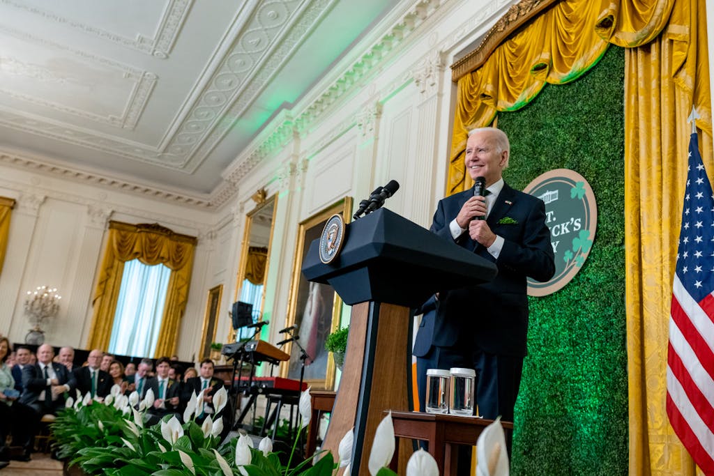 Joe Biden speaks at a St Patricks Day reception