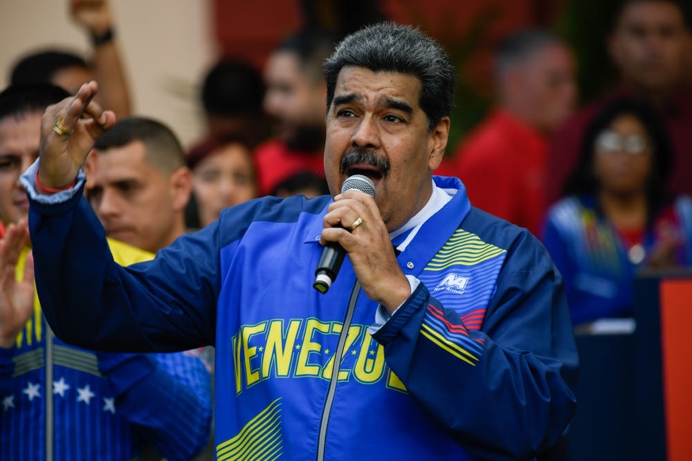Nicolas Maduro addresses a crowd