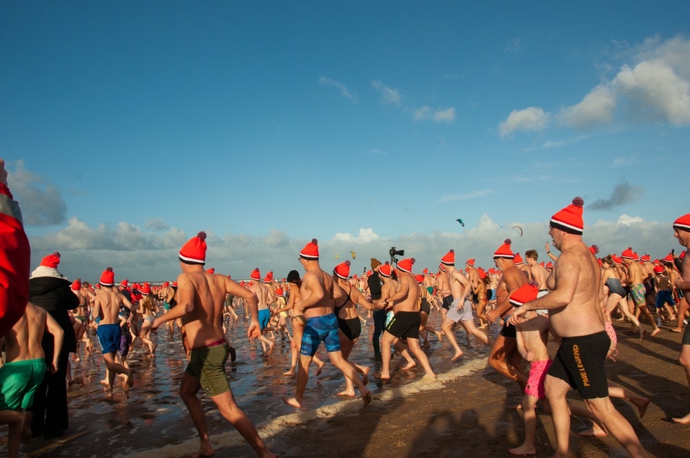 Swimmers take new year's dip